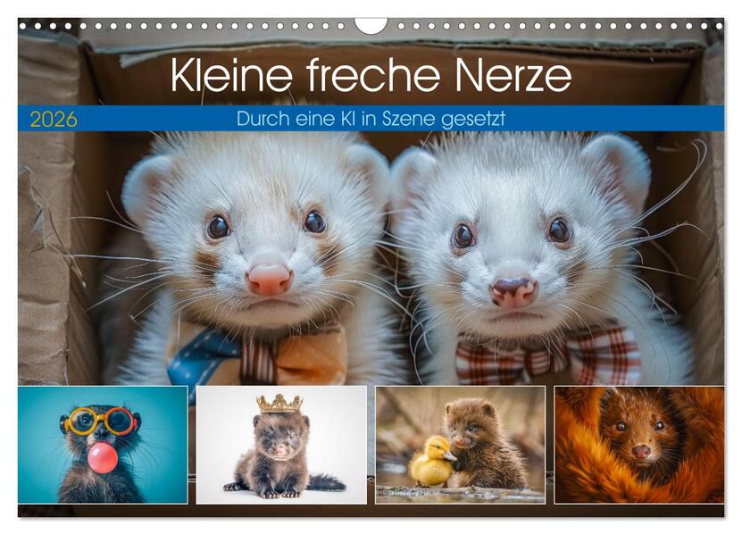 Kleine freche Nerze (Wandkalender 2026 DIN A3 quer) CALVENDO Monatskalender
