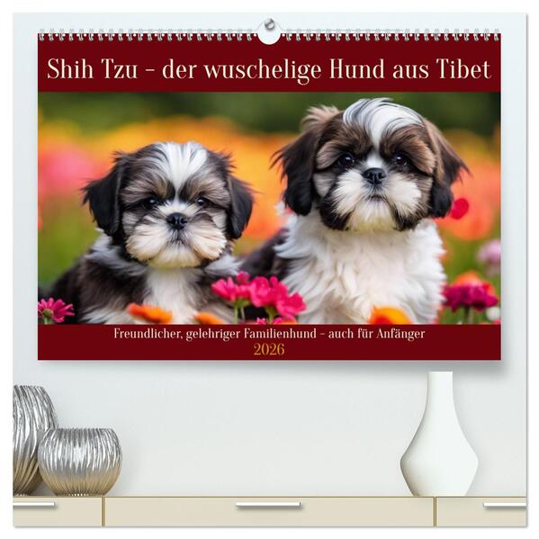 Shih Tzu - der wuschelige Hund aus Tibet (hochwertiger Premium Wandkalender 2026 DIN A2 quer) Kunstdruck in Hochglanz