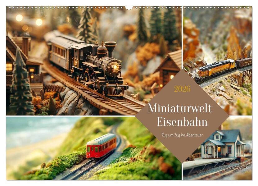 Miniaturwelt Eisenbahn - Zug um Zug ins Abenteuer (Wandkalender 2026 DIN A2 quer) CALVENDO Monatskalender