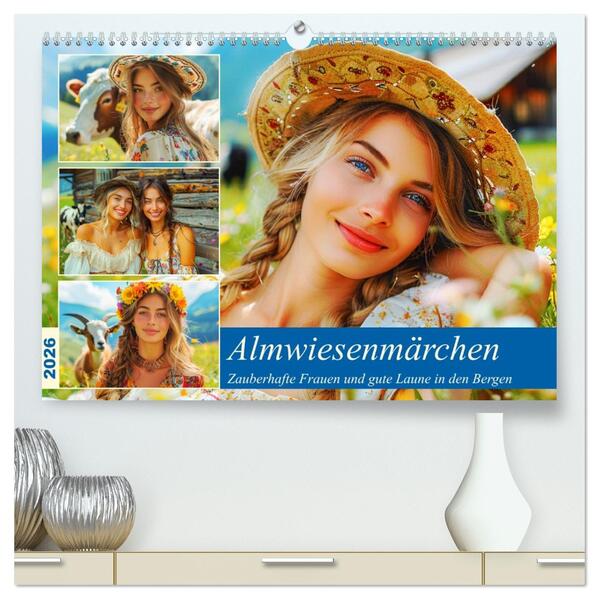 Almwiesenmärchen. Zauberhafte Frauen und gute Laune in den Bergen (hochwertiger Premium Wandkalender 2026 DIN A2 quer) Kunstdruck in Hochglanz