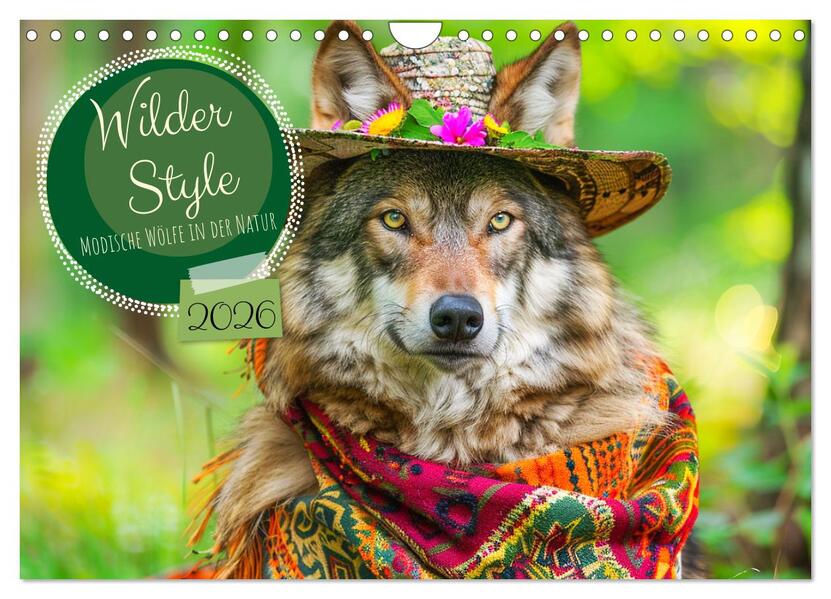 Wilder Style. Modische Wölfe in der Natur (Wandkalender 2026 DIN A4 quer) CALVENDO Monatskalender