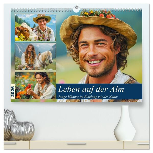 Leben auf der Alm. Junge Männer im Einklang mit der Natur (hochwertiger Premium Wandkalender 2026 DIN A2 quer) Kunstdruck in Hochglanz