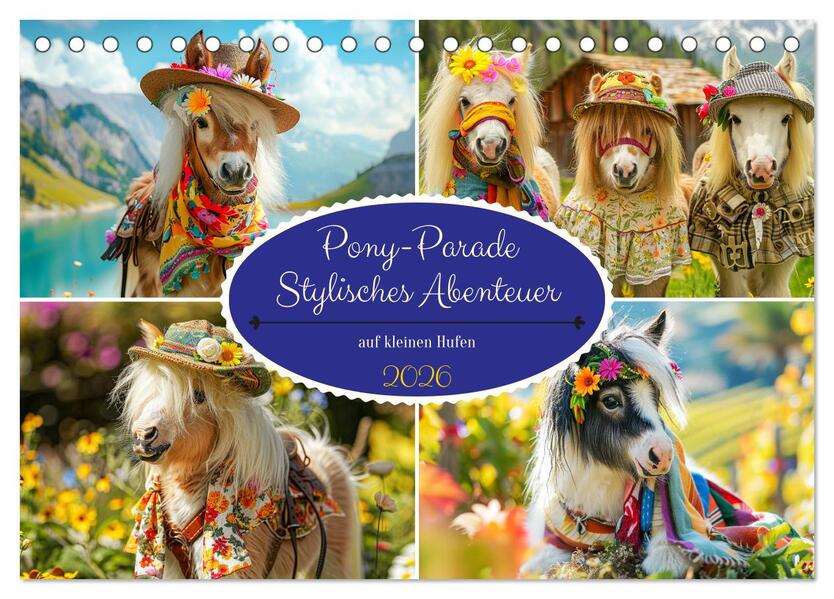 Pony-Parade. Stylisches Abenteuer auf kleinen Hufen (Tischkalender 2026 DIN A5 quer) CALVENDO Monatskalender