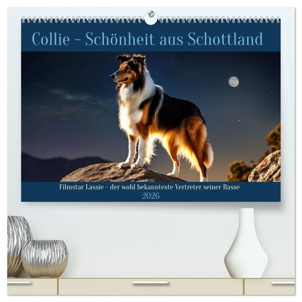 Traumhund Collie (hochwertiger Premium Wandkalender 2026 DIN A2 quer) Kunstdruck in Hochglanz