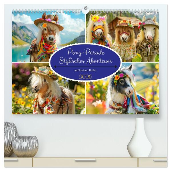Pony-Parade. Stylisches Abenteuer auf kleinen Hufen (hochwertiger Premium Wandkalender 2026 DIN A2 quer) Kunstdruck in Hochglanz