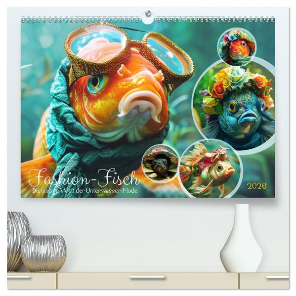 Fashion-Fisch. Die lustige Welt der Unterwasser-Mode (hochwertiger Premium Wandkalender 2026 DIN A2 quer) Kunstdruck in Hochglanz