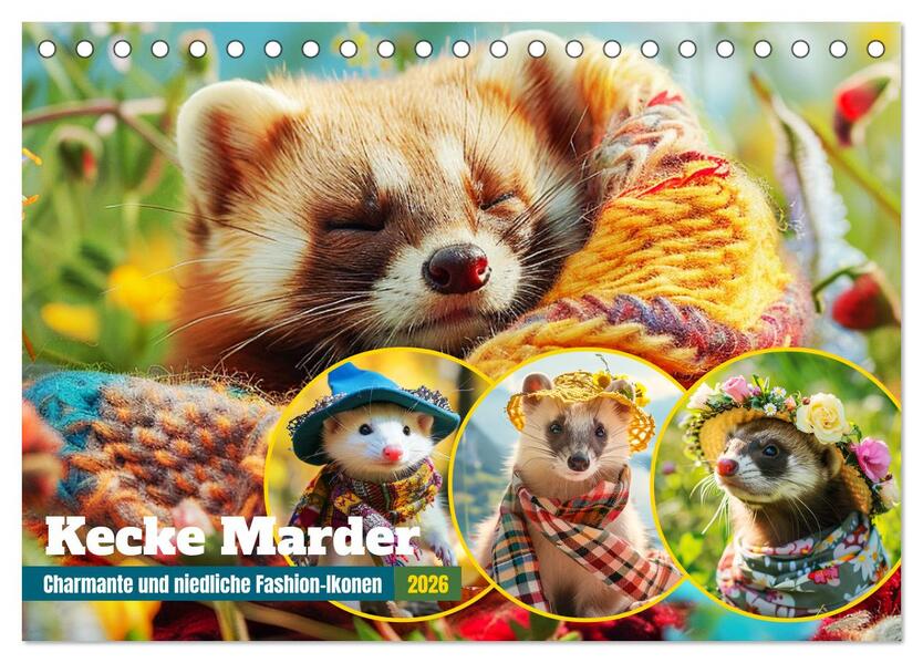 Kecke Marder. Charmante und niedliche Fashion-Ikonen (Tischkalender 2026 DIN A5 quer) CALVENDO Monatskalender