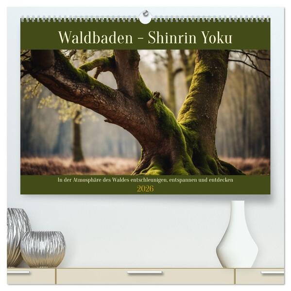 Waldbaden - Shinrin Yoku (hochwertiger Premium Wandkalender 2026 DIN A2 quer) Kunstdruck in Hochglanz