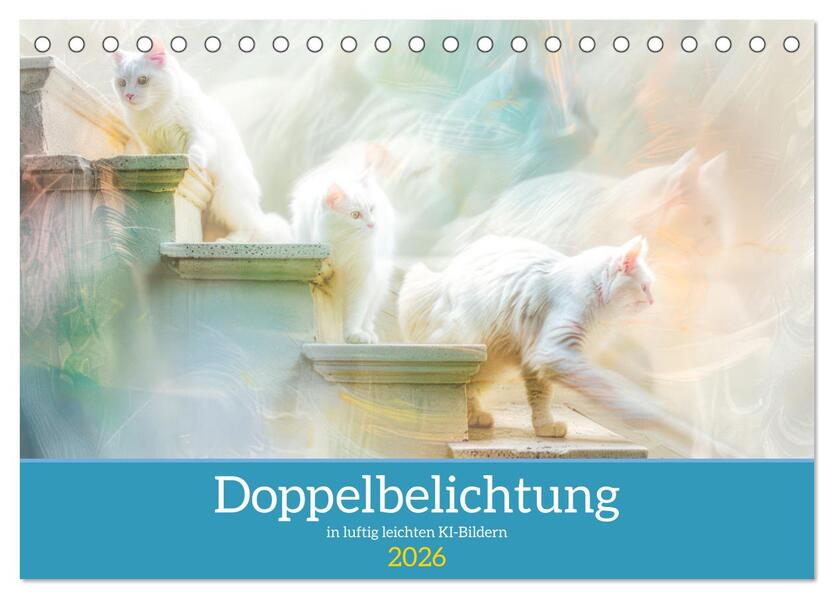 Doppelbelichtung in luftig leichten KI-Bildern (Tischkalender 2026 DIN A5 quer) CALVENDO Monatskalender