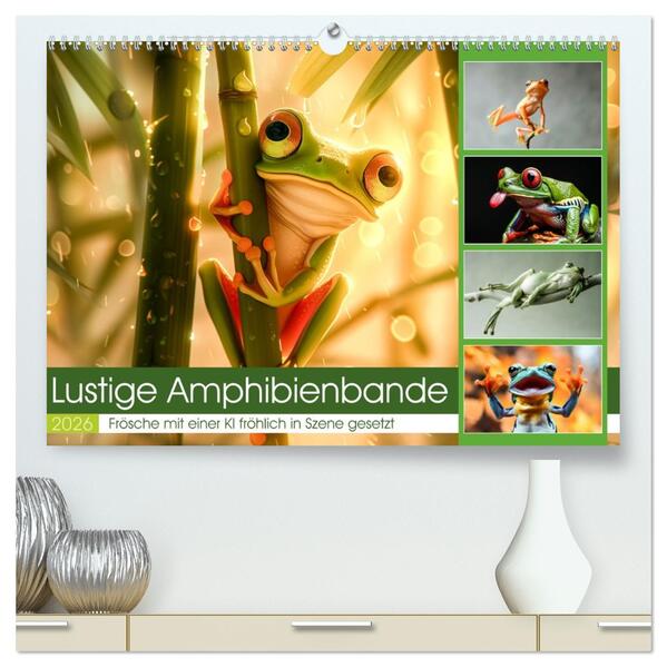 Lustige Amphibienbande (hochwertiger Premium Wandkalender 2026 DIN A2 quer) Kunstdruck in Hochglanz