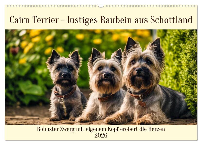 Cairn Terrier - lustiges Raubein aus Schottland (Wandkalender 2026 DIN A2 quer) CALVENDO Monatskalender