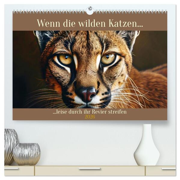 Wenn die wilden Katzen leise durch ihr Revier streifen (hochwertiger Premium Wandkalender 2026 DIN A2 quer) Kunstdruck in Hochglanz