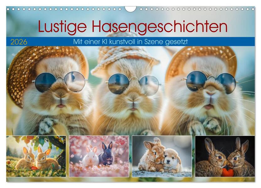 Lustige Hasengeschichten (Wandkalender 2026 DIN A3 quer) CALVENDO Monatskalender