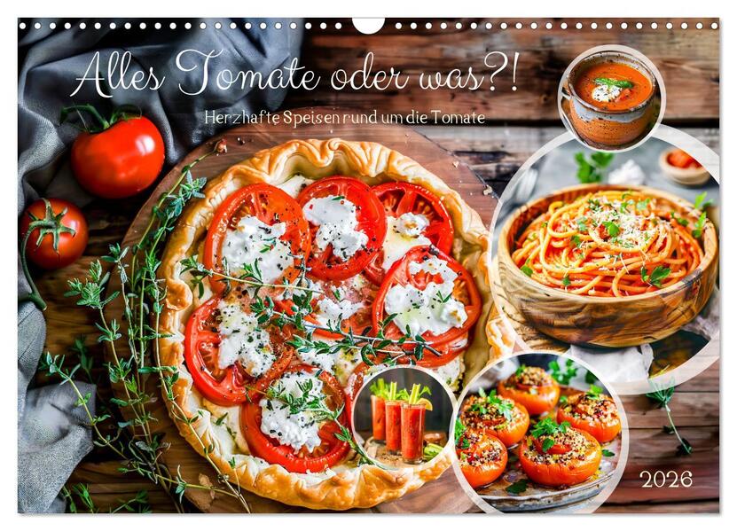 Alles Tomate oder was?! - Herzhafte Speisen rund um die Tomate (Wandkalender 2026 DIN A3 quer) CALVENDO Monatskalender