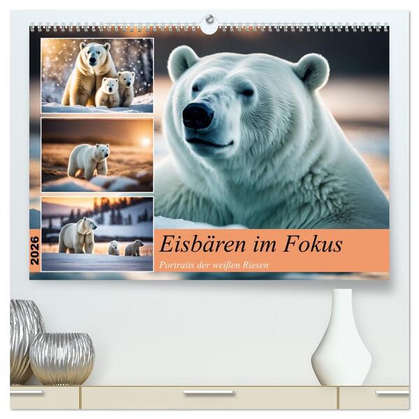 Eisbären im Fokus (hochwertiger Premium Wandkalender 2026 DIN A2 quer) Kunstdruck in Hochglanz