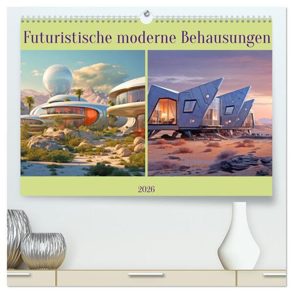 Futuristische moderne Behausungen (hochwertiger Premium Wandkalender 2026 DIN A2 quer) Kunstdruck in Hochglanz