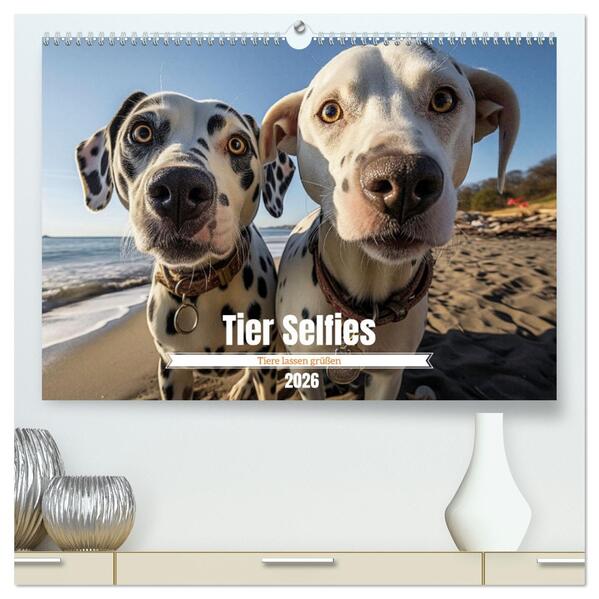 Tier Selfies (hochwertiger Premium Wandkalender 2026 DIN A2 quer) Kunstdruck in Hochglanz