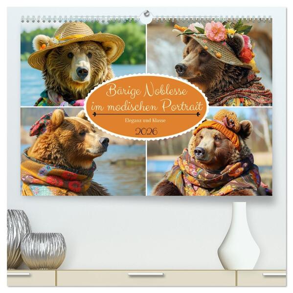 Bärige Noblesse im modischen Portrait. Eleganz und Klasse (hochwertiger Premium Wandkalender 2026 DIN A2 quer) Kunstdruck in Hochglanz