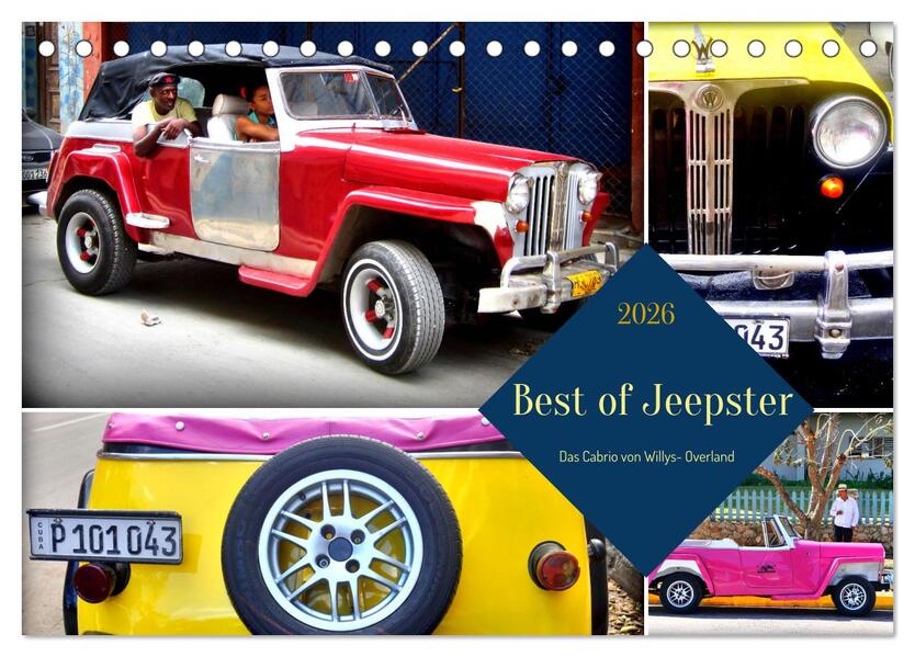 Best of Jeepster - Das Cabrio von Willys-Overland (Tischkalender 2026 DIN A5 quer) CALVENDO Monatskalender