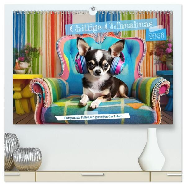 Chillige Chihuahuas - Entspannte Fellnasen genießen das Leben (hochwertiger Premium Wandkalender 2026 DIN A2 quer) Kunstdruck in Hochglanz