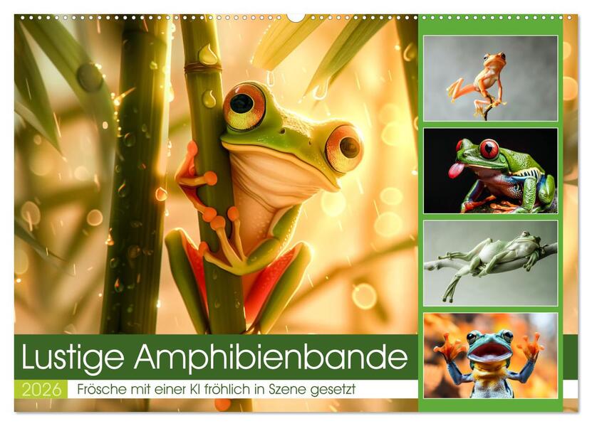 Lustige Amphibienbande (Wandkalender 2026 DIN A2 quer) CALVENDO Monatskalender
