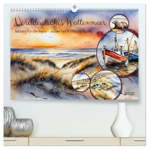 Norddeutsches Wattenmeer (hochwertiger Premium Wandkalender 2026 DIN A2 quer) Kunstdruck in Hochglanz