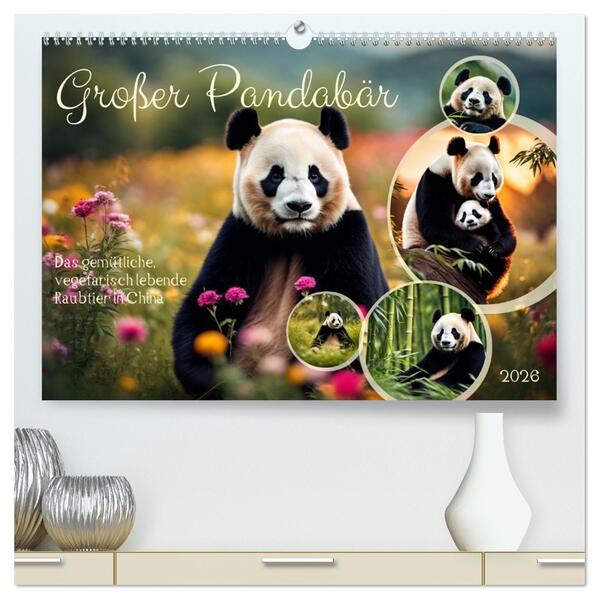 Großer Pandabär (hochwertiger Premium Wandkalender 2026 DIN A2 quer) Kunstdruck in Hochglanz