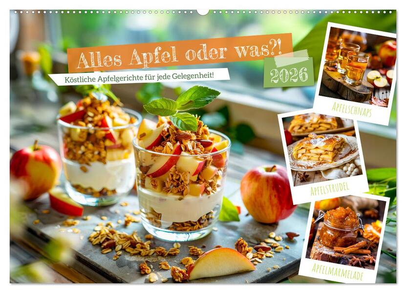Alles Apfel oder was?! - Köstliche Apfelgerichte für jede Gelegenheit! (Wandkalender 2026 DIN A2 quer) CALVENDO Monatskalender