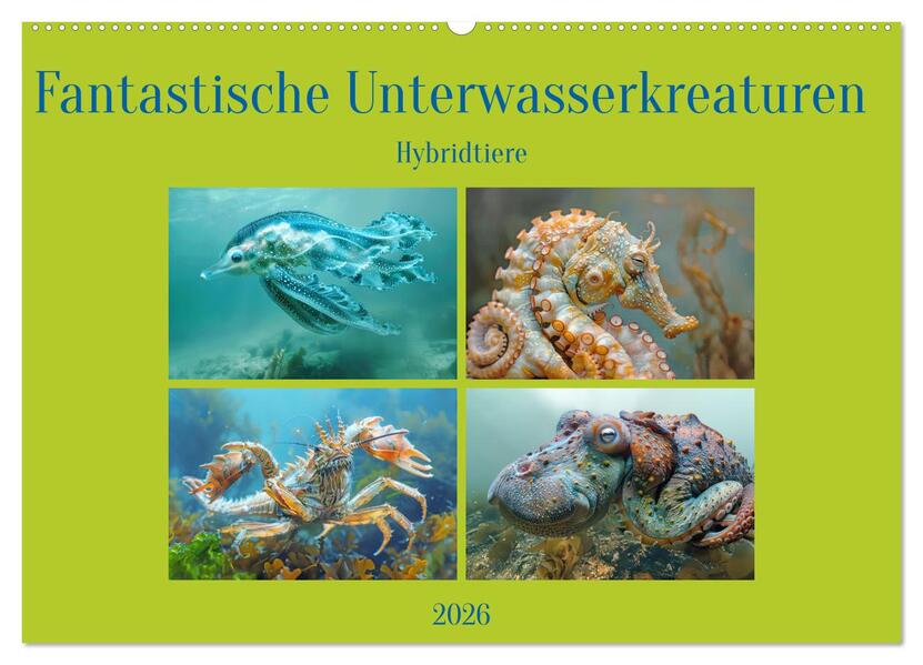 Fantastische Unterwasserkreaturen - Hybridtiere (Wandkalender 2026 DIN A2 quer) CALVENDO Monatskalender