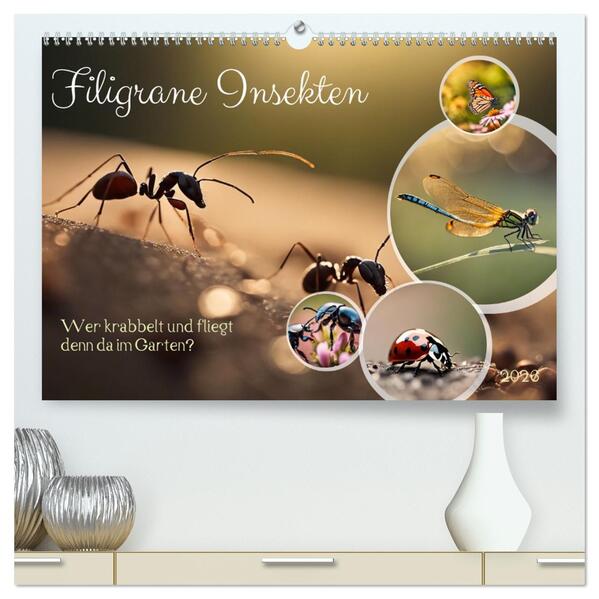 Filigrane Insekten (hochwertiger Premium Wandkalender 2026 DIN A2 quer) Kunstdruck in Hochglanz