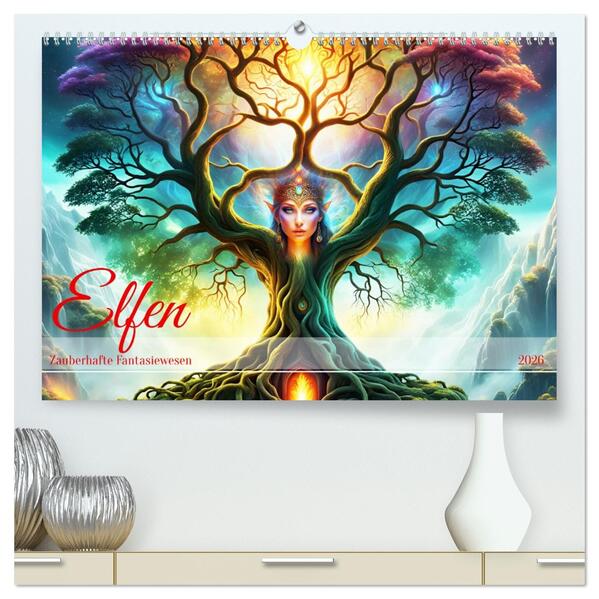 Elfen Zauberhafte Fantasiewesen (hochwertiger Premium Wandkalender 2026 DIN A2 quer) Kunstdruck in Hochglanz