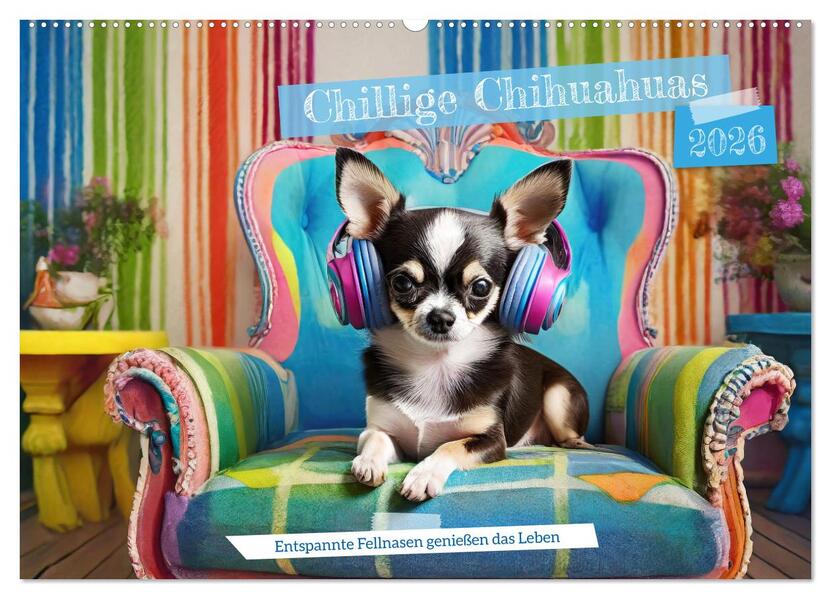 Chillige Chihuahuas - Entspannte Fellnasen genießen das Leben (Wandkalender 2026 DIN A2 quer) CALVENDO Monatskalender