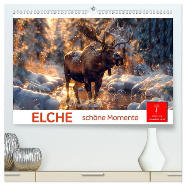 Elche - schöne Momente (hochwertiger Premium Wandkalender 2026 DIN A2 quer) Kunstdruck in Hochglanz