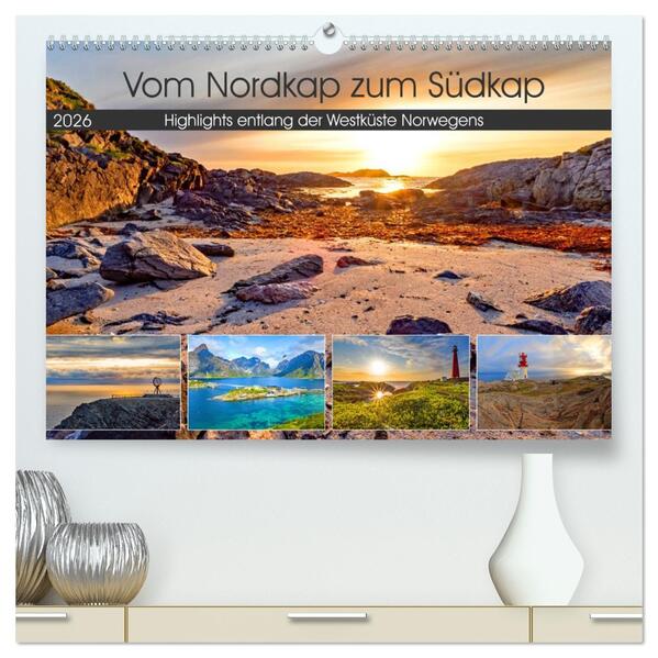 Vom Nordkap zum Südkap (hochwertiger Premium Wandkalender 2026 DIN A2 quer) Kunstdruck in Hochglanz