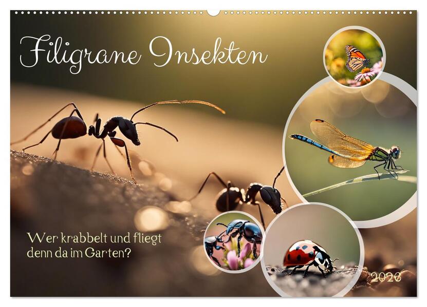 Filigrane Insekten (Wandkalender 2026 DIN A2 quer) CALVENDO Monatskalender