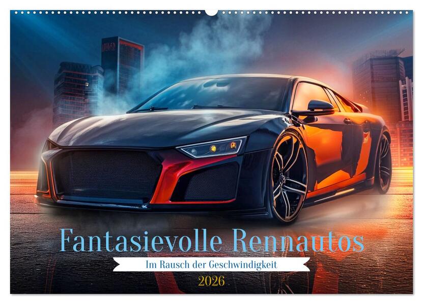 Fantasievolle Rennautos - Im Rausch der Geschwindigkeit (Wandkalender 2026 DIN A2 quer) CALVENDO Monatskalender