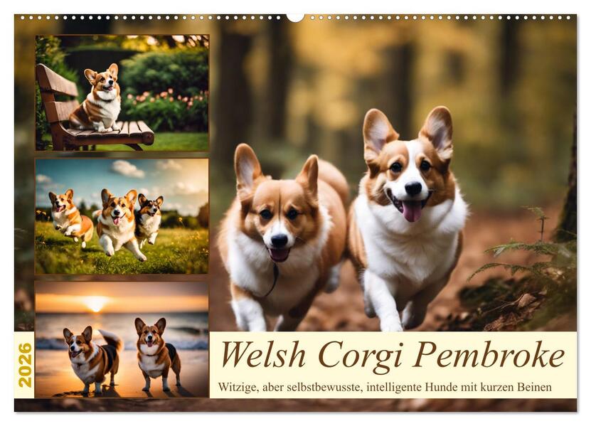 Welsh Corgi Pembroke (Wandkalender 2026 DIN A2 quer) CALVENDO Monatskalender
