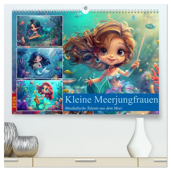 Kleine Meerjungfrauen (hochwertiger Premium Wandkalender 2026 DIN A2 quer) Kunstdruck in Hochglanz