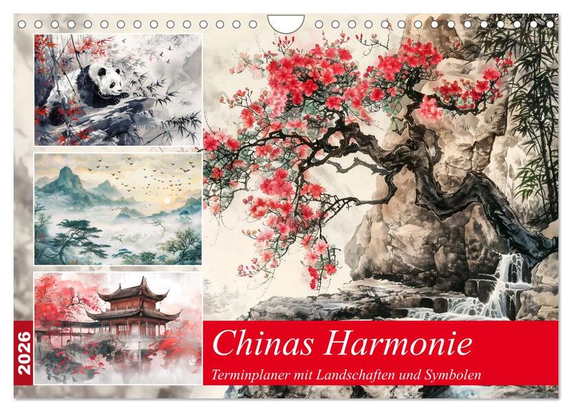 Chinas Harmonie - Terminplaner mit Landschaften und Symbolen (Wandkalender 2026 DIN A4 quer) CALVENDO Monatskalender