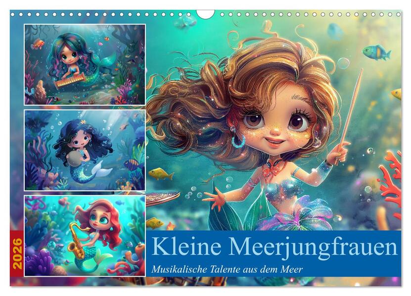 Kleine Meerjungfrauen (Wandkalender 2026 DIN A3 quer) CALVENDO Monatskalender