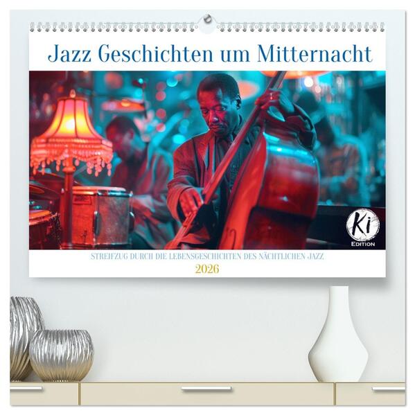 Jazz Geschichten um Mitternacht (hochwertiger Premium Wandkalender 2026 DIN A2 quer) Kunstdruck in Hochglanz