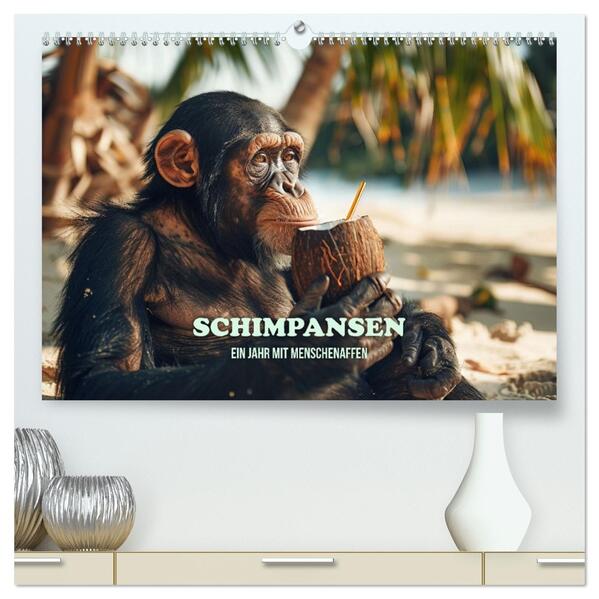 Schimpansen - Ein Jahr mit Menschenaffen. (hochwertiger Premium Wandkalender 2026 DIN A2 quer) Kunstdruck in Hochglanz