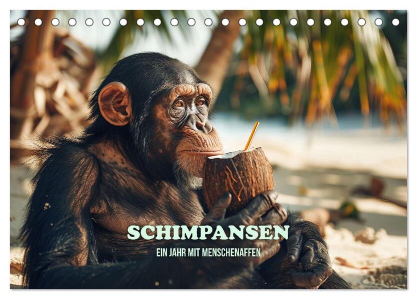 Schimpansen - Ein Jahr mit Menschenaffen. (Tischkalender 2026 DIN A5 quer) CALVENDO Monatskalender