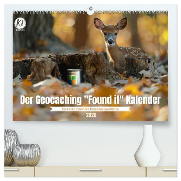 Der Geocaching Found it Kalender (hochwertiger Premium Wandkalender 2026 DIN A2 quer) Kunstdruck in Hochglanz