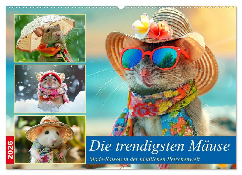 Die trendigsten Mäuse. Mode-Saison in der niedlichen Pelzchenwelt (Wandkalender 2026 DIN A2 quer) CALVENDO Monatskalender