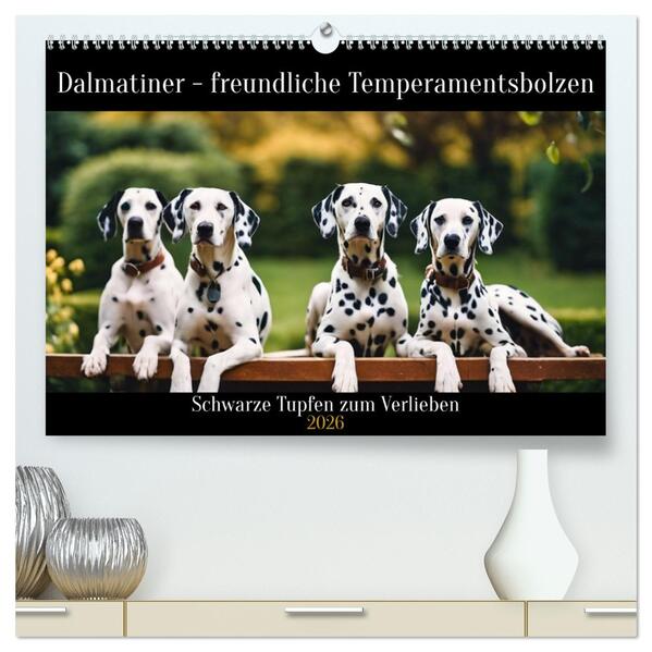 Dalmatiner - freundliche Temperamentsbolzen (hochwertiger Premium Wandkalender 2026 DIN A2 quer) Kunstdruck in Hochglanz