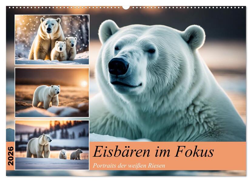 Eisbären im Fokus (Wandkalender 2026 DIN A2 quer) CALVENDO Monatskalender