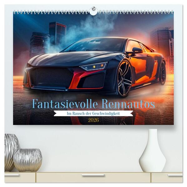 Fantasievolle Rennautos - Im Rausch der Geschwindigkeit (hochwertiger Premium Wandkalender 2026 DIN A2 quer) Kunstdruck in Hochglanz