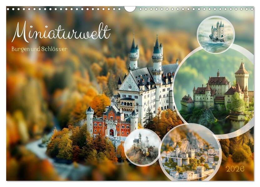 Miniaturwelt Burgen und Schlösser (Wandkalender 2026 DIN A3 quer) CALVENDO Monatskalender