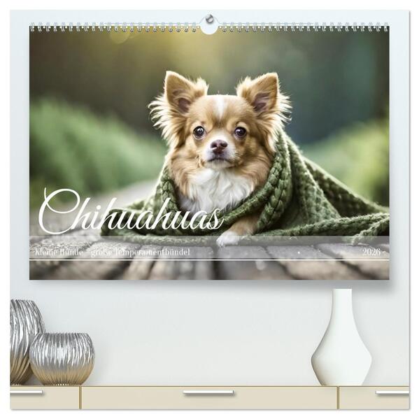 Chihuahuas - Kleine Hunde - große Temperamentbündel (hochwertiger Premium Wandkalender 2026 DIN A2 quer) Kunstdruck in Hochglanz